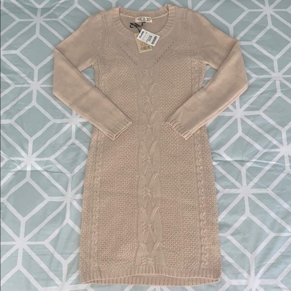 Beige knit dress